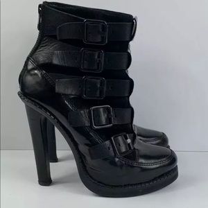 All Saints Black Widow Buckle Boot Size 38 US 7.5